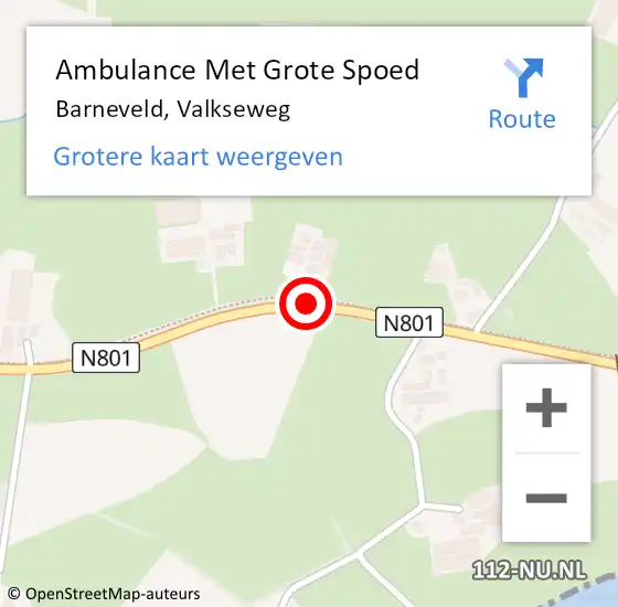 Locatie op kaart van de 112 melding: Ambulance Met Grote Spoed Naar Barneveld, Valkseweg op 17 december 2018 10:10