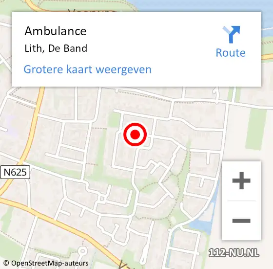 Locatie op kaart van de 112 melding: Ambulance Lith, De Band op 17 december 2018 10:52