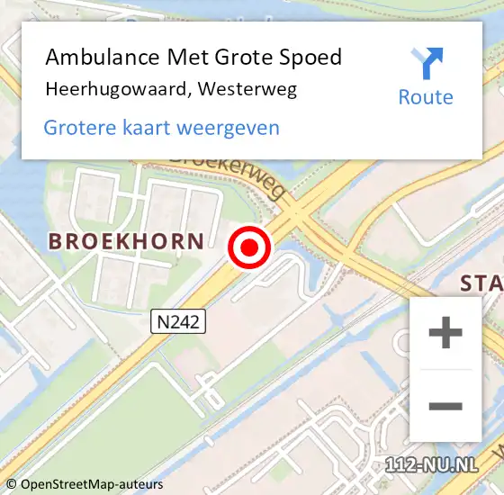 Locatie op kaart van de 112 melding: Ambulance Met Grote Spoed Naar Heerhugowaard, Westerweg op 17 december 2018 13:40