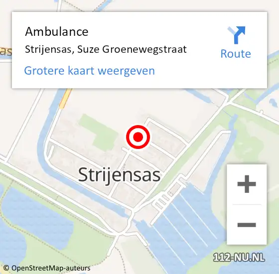 Locatie op kaart van de 112 melding: Ambulance Strijensas, Suze Groenewegstraat op 17 december 2018 13:43