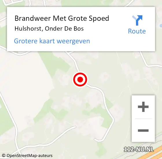 Locatie op kaart van de 112 melding: Brandweer Met Grote Spoed Naar Hulshorst, Onder De Bos op 17 december 2018 14:00