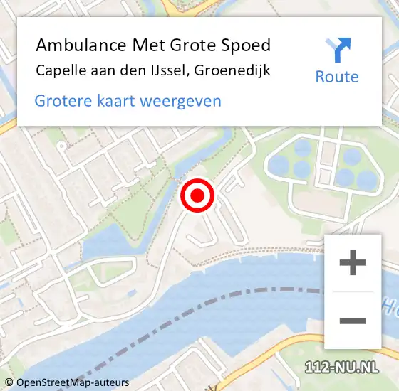 Locatie op kaart van de 112 melding: Ambulance Met Grote Spoed Naar Capelle aan den IJssel, Groenedijk op 17 december 2018 14:14
