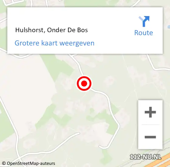 Locatie op kaart van de 112 melding:  Hulshorst, Onder De Bos op 17 december 2018 14:34