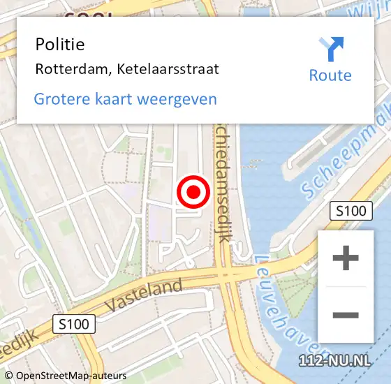 Locatie op kaart van de 112 melding: Politie Rotterdam, Ketelaarsstraat op 17 december 2018 15:05