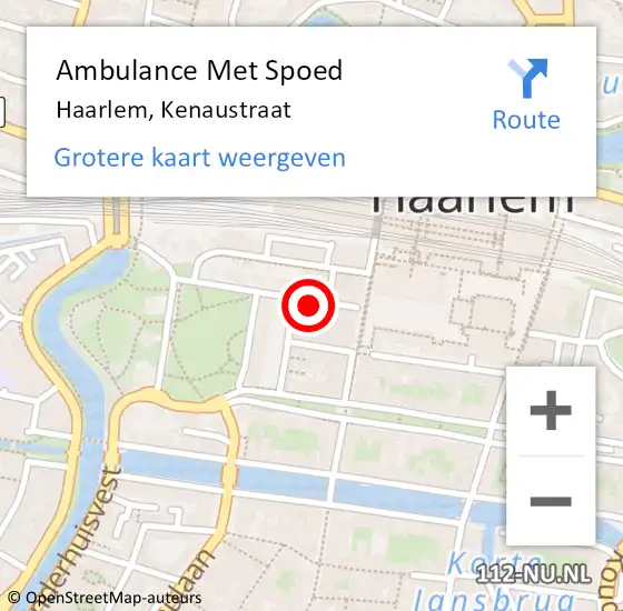 Locatie op kaart van de 112 melding: Ambulance Met Spoed Naar Haarlem, Kenaustraat op 17 december 2018 15:55