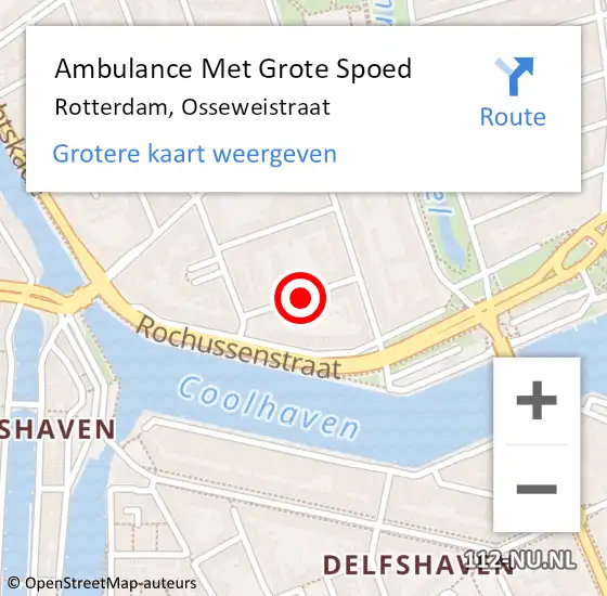 Locatie op kaart van de 112 melding: Ambulance Met Grote Spoed Naar Rotterdam, Osseweistraat op 17 december 2018 16:28