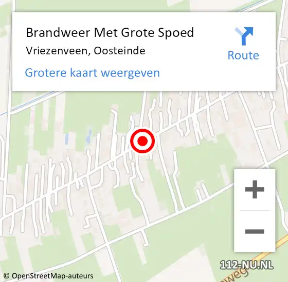 Locatie op kaart van de 112 melding: Brandweer Met Grote Spoed Naar Vriezenveen, Oosteinde op 17 december 2018 19:45