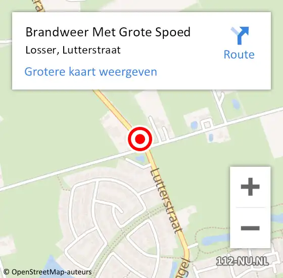 Locatie op kaart van de 112 melding: Brandweer Met Grote Spoed Naar Losser, Lutterstraat op 17 december 2018 19:48