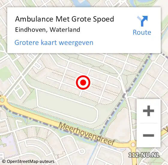 Locatie op kaart van de 112 melding: Ambulance Met Grote Spoed Naar Eindhoven, Waterland op 17 december 2018 20:06