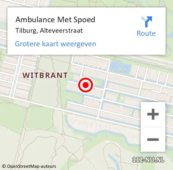 Locatie op kaart van de 112 melding: Ambulance Met Spoed Naar Tilburg, Alteveerstraat op 18 december 2018 01:17