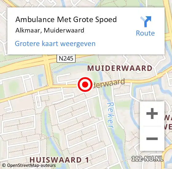 Locatie op kaart van de 112 melding: Ambulance Met Grote Spoed Naar Alkmaar, Muiderwaard op 18 december 2018 11:03