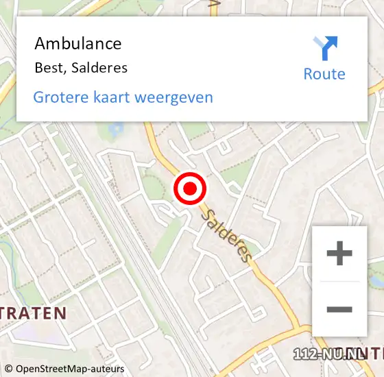 Locatie op kaart van de 112 melding: Ambulance Best, Salderes op 18 december 2018 13:05
