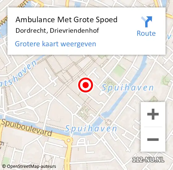 Locatie op kaart van de 112 melding: Ambulance Met Grote Spoed Naar Dordrecht, Drievriendenhof op 18 december 2018 13:54
