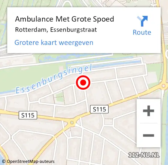 Locatie op kaart van de 112 melding: Ambulance Met Grote Spoed Naar Rotterdam, Essenburgstraat op 18 december 2018 13:56