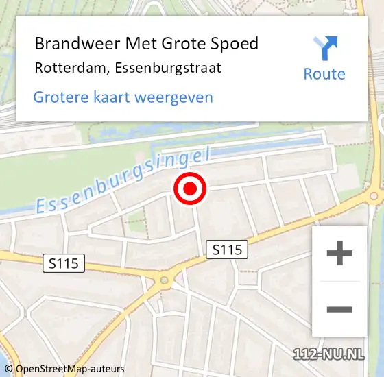 Locatie op kaart van de 112 melding: Brandweer Met Grote Spoed Naar Rotterdam, Essenburgstraat op 18 december 2018 15:25
