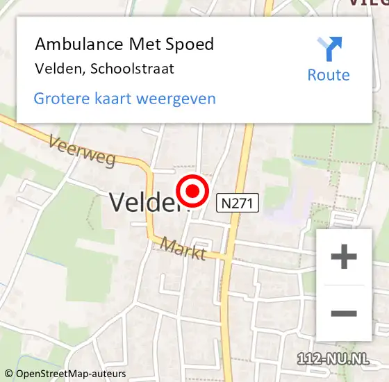 Locatie op kaart van de 112 melding: Ambulance Met Spoed Naar Velden, Schoolstraat op 18 december 2018 15:58
