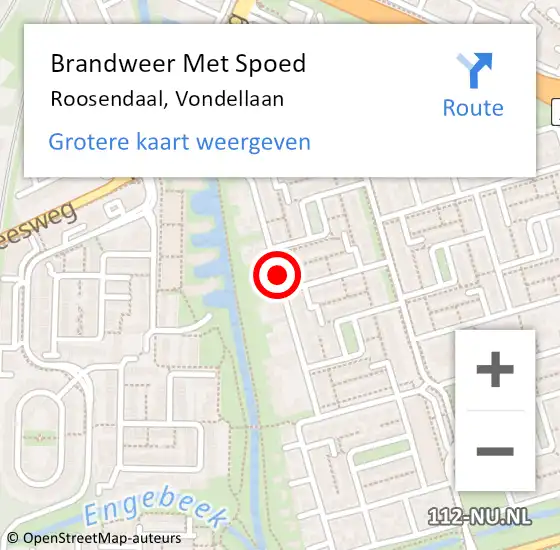 Locatie op kaart van de 112 melding: Brandweer Met Spoed Naar Roosendaal, Vondellaan op 19 december 2018 13:10