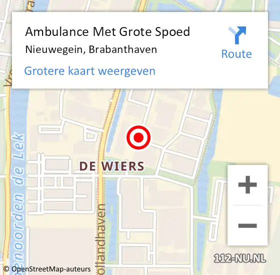 Locatie op kaart van de 112 melding: Ambulance Met Grote Spoed Naar Nieuwegein, Brabanthaven op 19 december 2018 13:16