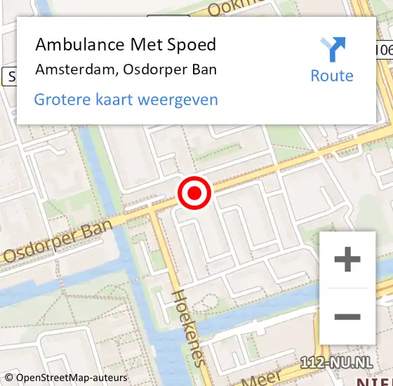 Locatie op kaart van de 112 melding: Ambulance Met Spoed Naar Amsterdam, Osdorper Ban op 19 december 2018 14:48