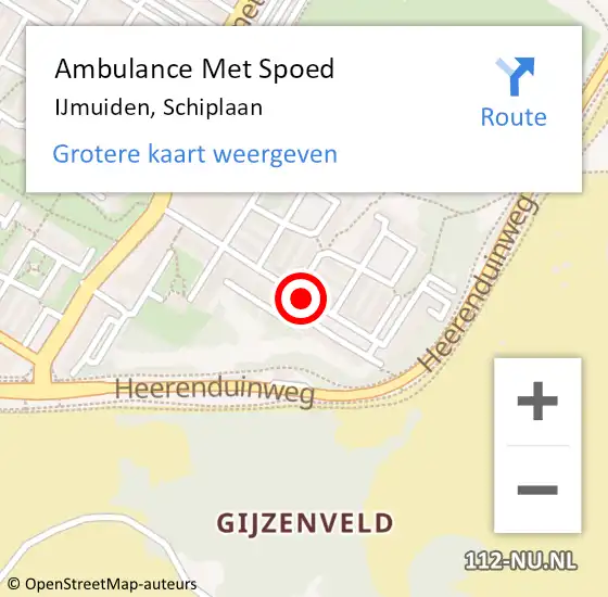 Locatie op kaart van de 112 melding: Ambulance Met Spoed Naar IJmuiden, Schiplaan op 19 december 2018 15:10
