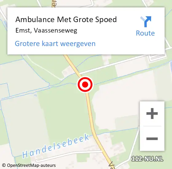 Locatie op kaart van de 112 melding: Ambulance Met Grote Spoed Naar Emst, Vaassenseweg op 19 december 2018 16:36