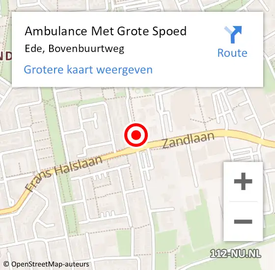 Locatie op kaart van de 112 melding: Ambulance Met Grote Spoed Naar Ede, Bovenbuurtweg op 19 december 2018 16:52