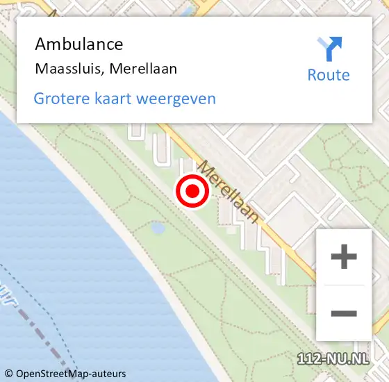 Locatie op kaart van de 112 melding: Ambulance Maassluis, Merellaan op 19 december 2018 16:57