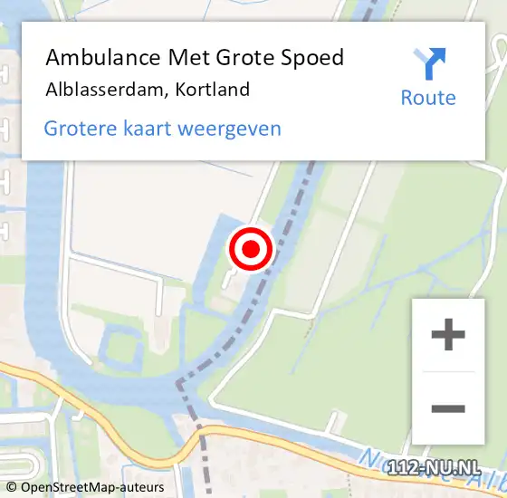 Locatie op kaart van de 112 melding: Ambulance Met Grote Spoed Naar Alblasserdam, Kortland op 19 december 2018 20:30