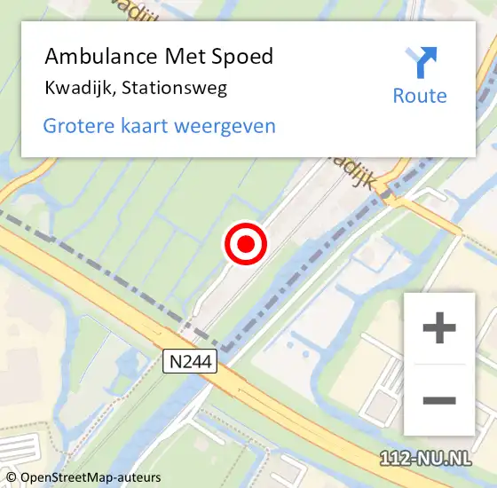 Locatie op kaart van de 112 melding: Ambulance Met Spoed Naar Kwadijk, Stationsweg op 19 december 2018 22:23