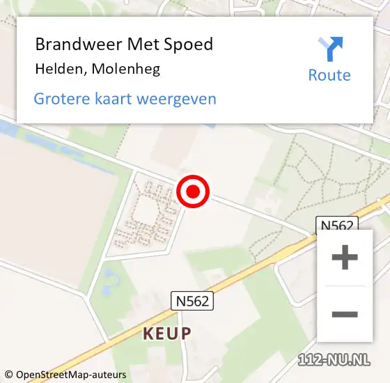 Locatie op kaart van de 112 melding: Brandweer Met Spoed Naar Helden, Molenheg op 20 december 2018 04:59
