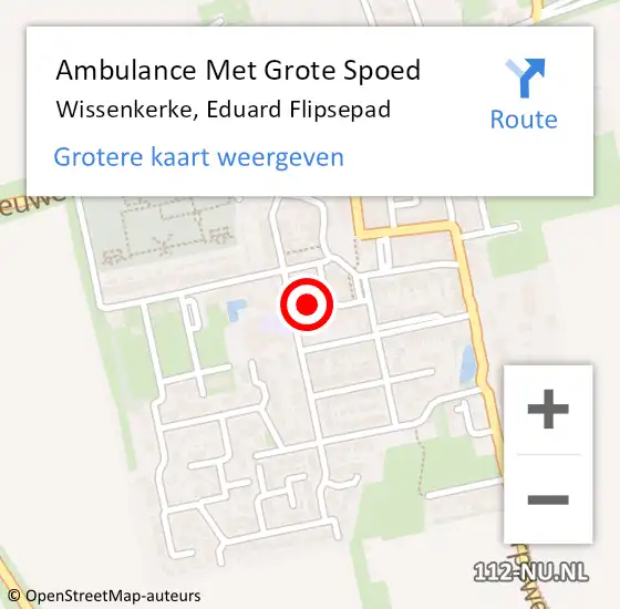 Locatie op kaart van de 112 melding: Ambulance Met Grote Spoed Naar Wissenkerke, Eduard Flipsepad op 20 december 2018 05:35