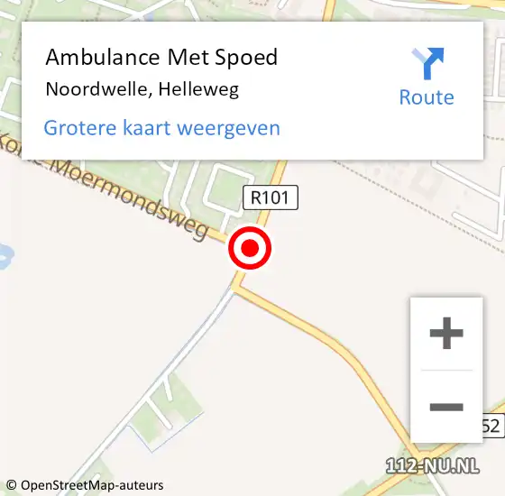 Locatie op kaart van de 112 melding: Ambulance Met Spoed Naar Noordwelle, Helleweg op 20 december 2018 10:51