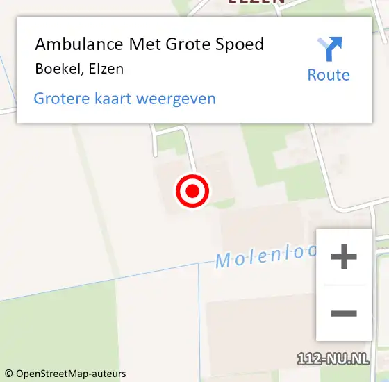 Locatie op kaart van de 112 melding: Ambulance Met Grote Spoed Naar Boekel, Elzen op 20 december 2018 11:43