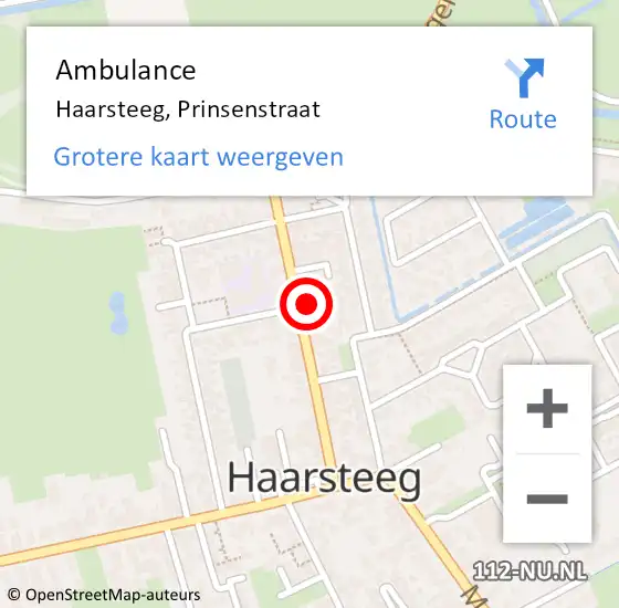 Locatie op kaart van de 112 melding: Ambulance Haarsteeg, Prinsenstraat op 20 december 2018 13:32