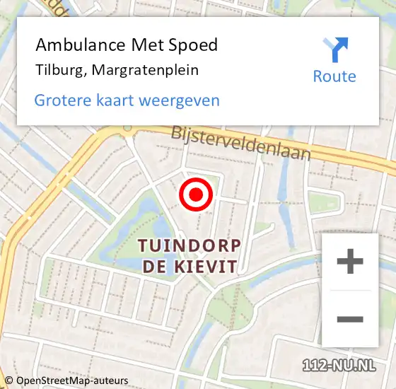 Locatie op kaart van de 112 melding: Ambulance Met Spoed Naar Tilburg, Margratenplein op 20 december 2018 14:22