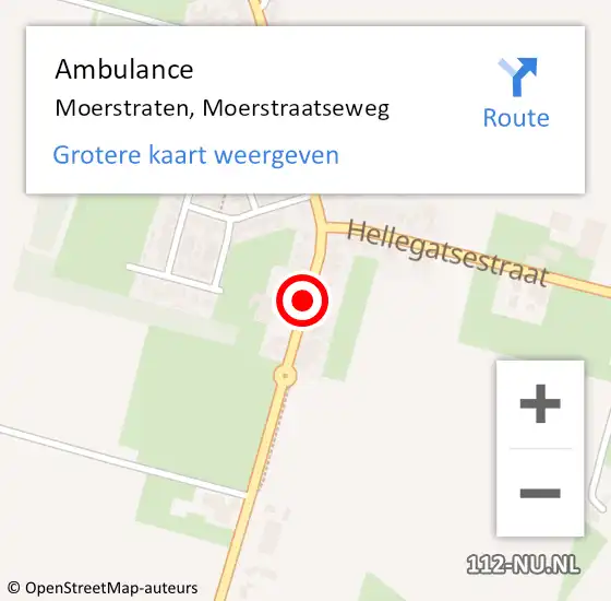 Locatie op kaart van de 112 melding: Ambulance Moerstraten, Moerstraatseweg op 20 december 2018 15:30