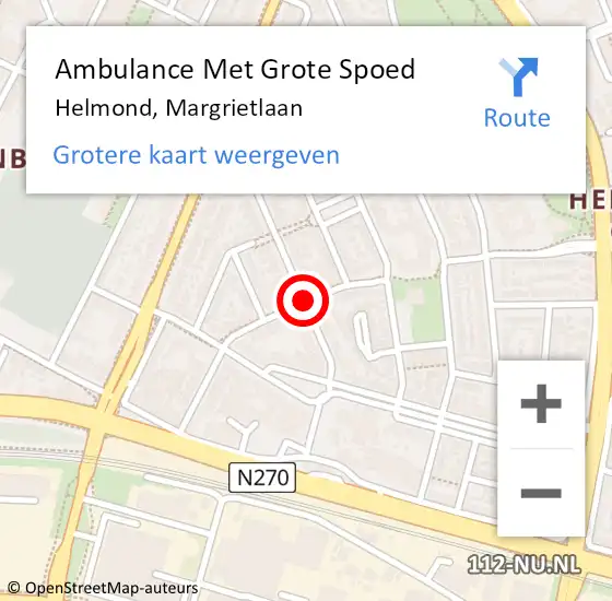 Locatie op kaart van de 112 melding: Ambulance Met Grote Spoed Naar Helmond, Margrietlaan op 20 december 2018 15:54