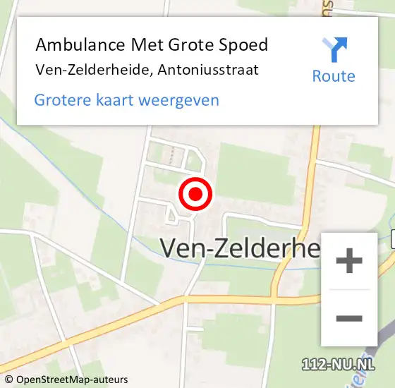 Locatie op kaart van de 112 melding: Ambulance Met Grote Spoed Naar Ven-Zelderheide, Antoniusstraat op 20 december 2018 22:37