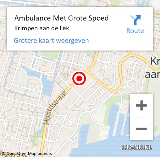 Locatie op kaart van de 112 melding: Ambulance Met Grote Spoed Naar Krimpen aan de Lek op 20 december 2018 23:39