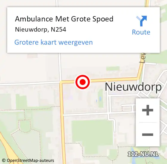 Locatie op kaart van de 112 melding: Ambulance Met Grote Spoed Naar Nieuwdorp, N254 op 21 december 2018 00:05