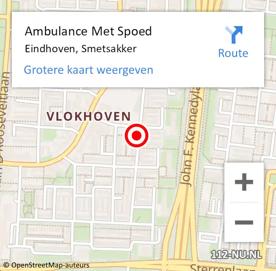 Locatie op kaart van de 112 melding: Ambulance Met Spoed Naar Eindhoven, Smetsakker op 21 december 2018 09:44