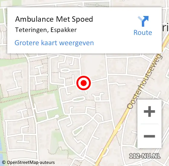 Locatie op kaart van de 112 melding: Ambulance Met Spoed Naar Teteringen, Espakker op 21 december 2018 11:55