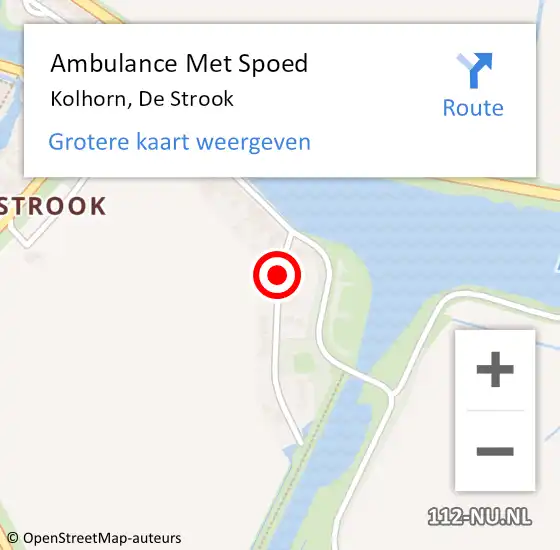 Locatie op kaart van de 112 melding: Ambulance Met Spoed Naar Kolhorn, De Strook op 21 december 2018 21:54