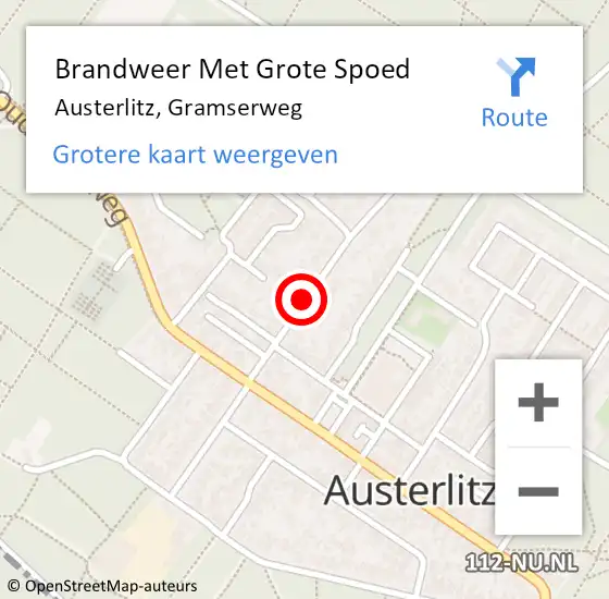 Locatie op kaart van de 112 melding: Brandweer Met Grote Spoed Naar Austerlitz, Gramserweg op 21 december 2018 23:05