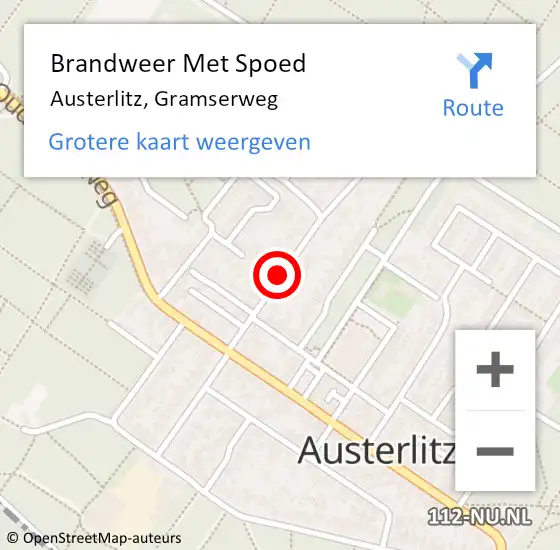 Locatie op kaart van de 112 melding: Brandweer Met Spoed Naar Austerlitz, Gramserweg op 21 december 2018 23:21