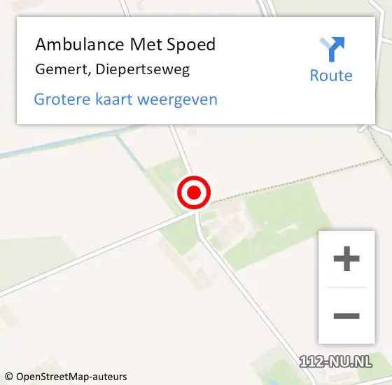 Locatie op kaart van de 112 melding: Ambulance Met Spoed Naar Gemert, Diepertseweg op 21 december 2018 23:54