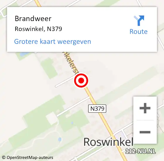 Locatie op kaart van de 112 melding: Brandweer Roswinkel, N379 op 22 december 2018 00:07