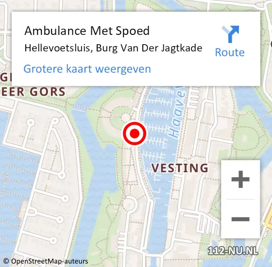 Locatie op kaart van de 112 melding: Ambulance Met Spoed Naar Hellevoetsluis, Burg Van Der Jagtkade op 22 december 2018 01:39