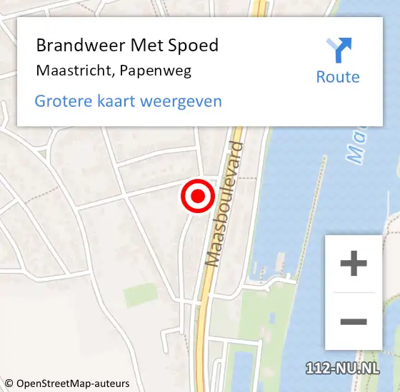 Locatie op kaart van de 112 melding: Brandweer Met Spoed Naar Maastricht, Papenweg op 22 december 2018 02:54