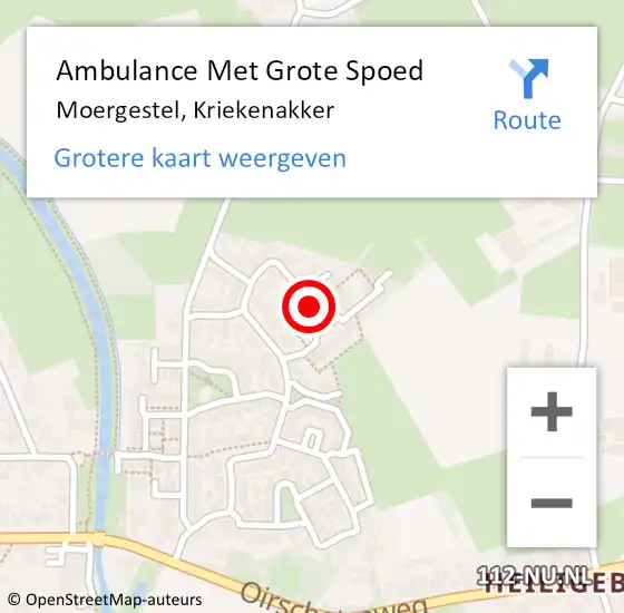 Locatie op kaart van de 112 melding: Ambulance Met Grote Spoed Naar Moergestel, Kriekenakker op 22 december 2018 05:43